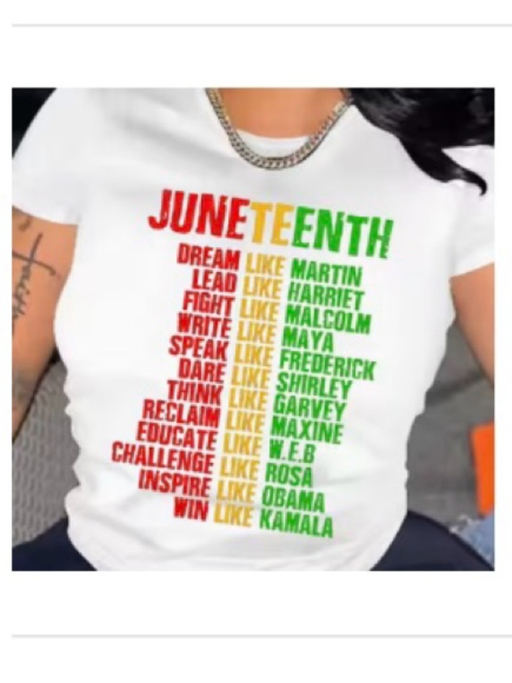 Juneteenth Inspirational Graphic Tee - Red, Yellow, Green Text